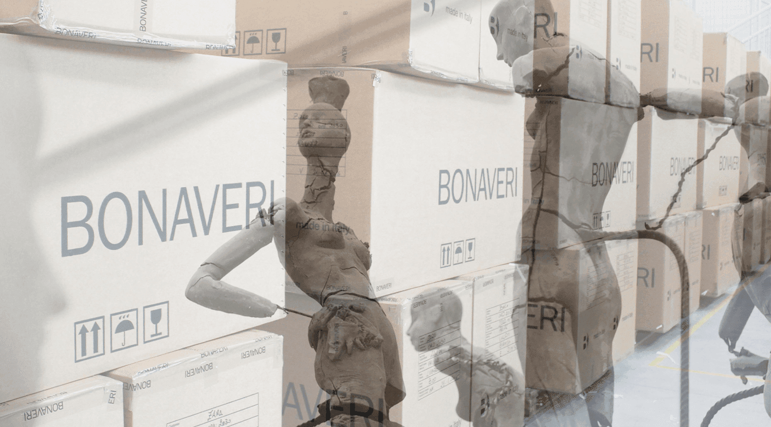 Images of Bonaveri mannequins with the new boxes in a faded effect